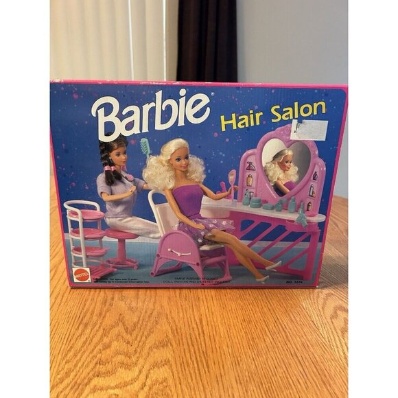 Mattel Barbie Doll Hair Salon Playset Pink Vanity Furniture Vintage NEW SEALED - Picture 1 of 4